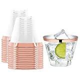 20 tazas de plástico de oro rosa, tazas de oro rosa transparente, tazas de plástico de oro rosa transparente de 9 oz para tazas de boda, taza de fiesta